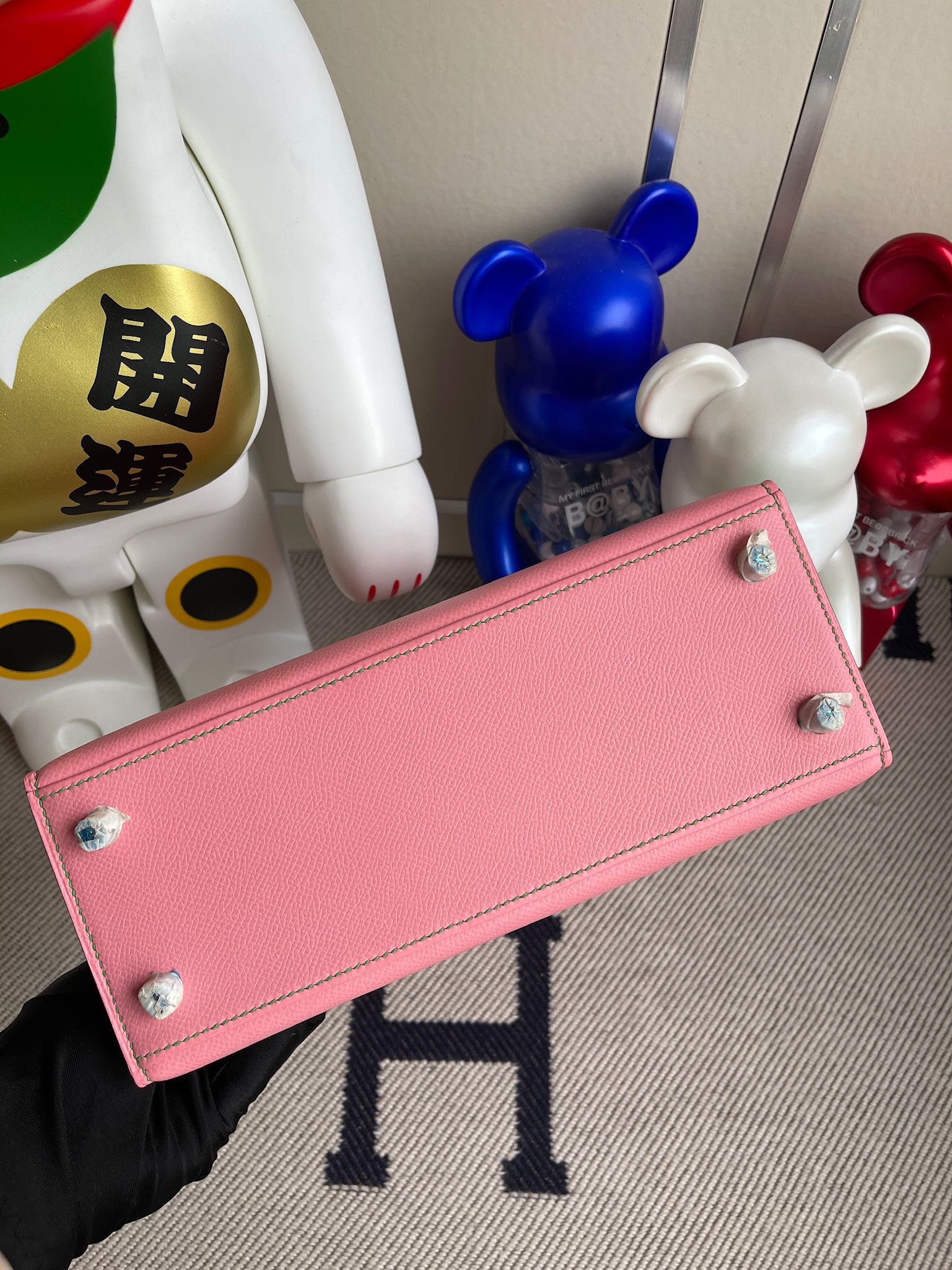 에르메스 켈리백25 핑크 그린 금장 앱송